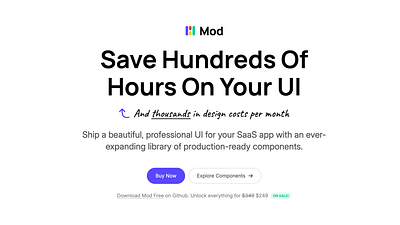 Mod Hero css design framework hero html landing page marketing masthead mod ui ux