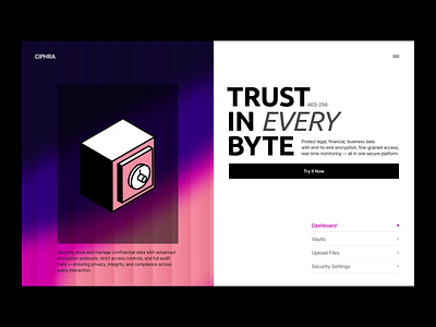 Ciphra home page clean design data storage design financial gradient graphic design illustration illustration design interface interface design landing page platform typography design ui ui design ux vector web web illustration website