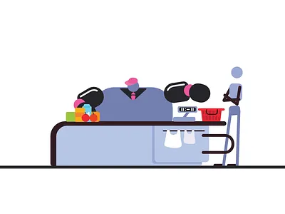 Slow Shopping Experience 2d animation bag branding cashier design graphic design human illustration madewithsvgator motion graphics sales scan shopping slow stick stickman vector wait