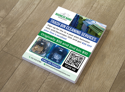 Trash Bin Cleaning Services Flyer Design trash can cleaning promotion