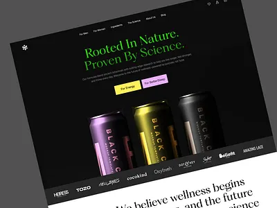 Beverage Landing Page beverage beverage landing page bold health branding cola d2c beverage drink ecommerce energy drink website homepage landing page product segmentation cta shopify sleep aid website store supplement drink website web design for drinks website wellness beverage wellness beverage ui