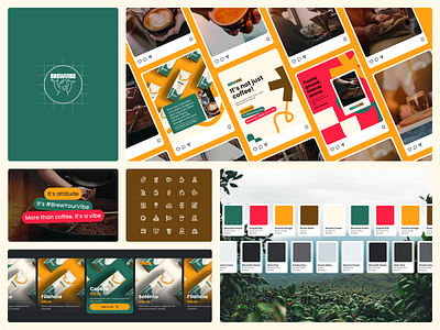BREWVIBE Visual Identity coffee color palette graphic design logo packaging shop ui ux visual design visual identity
