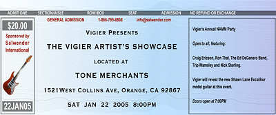 Vigier Artist's Showcase Ticket design graphic design