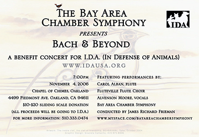 Bay Area Chamber Symphony Postcard design graphic design