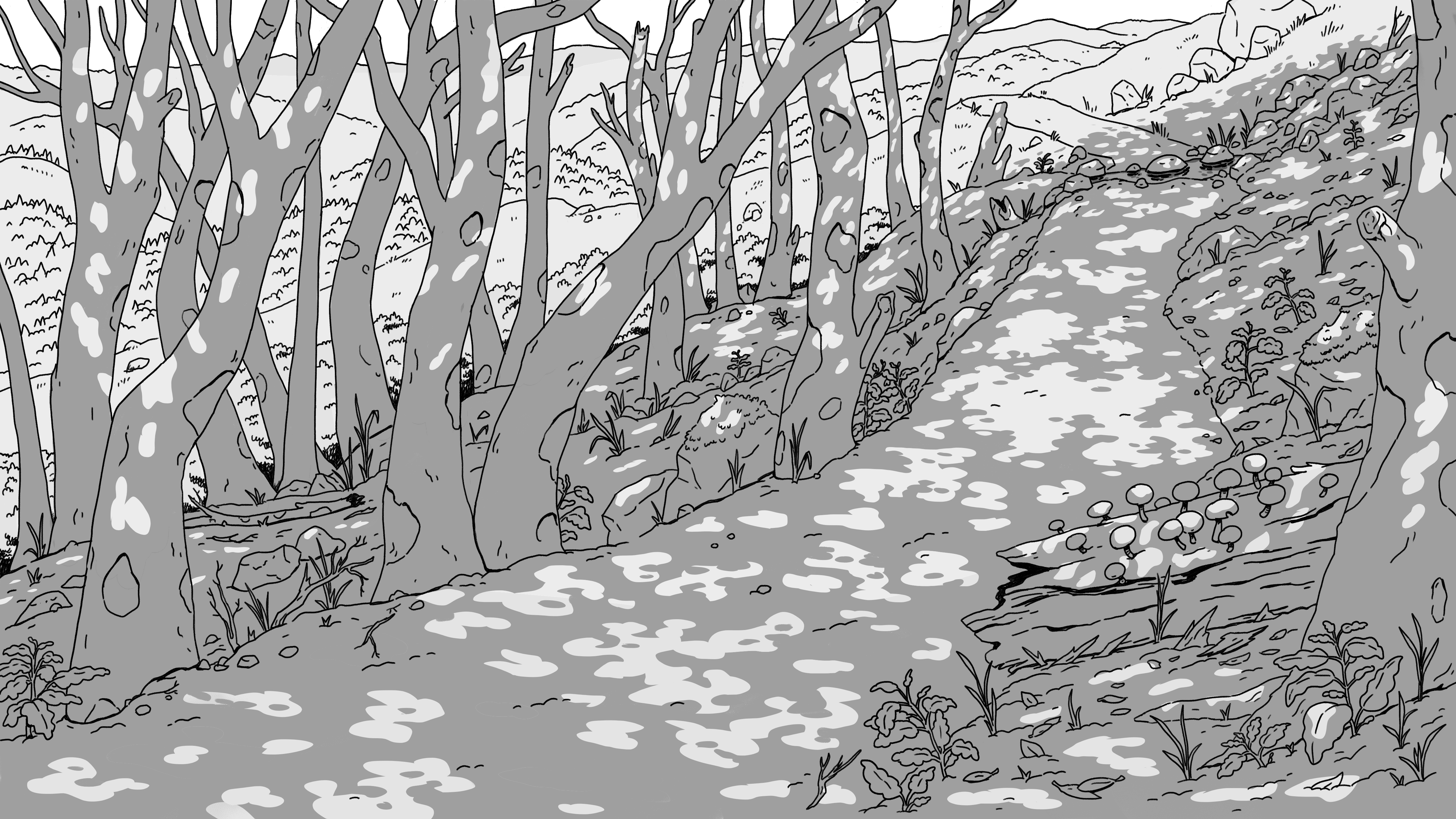 Through the Manzanitas 2d art animation animation art background art illustration nature