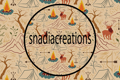 Autumn hunting autumn cottagecore fabric designer farmhouse home decor hunting landscape mid century seamless pattern textile pattern designer vector vintage wallpaper design wild