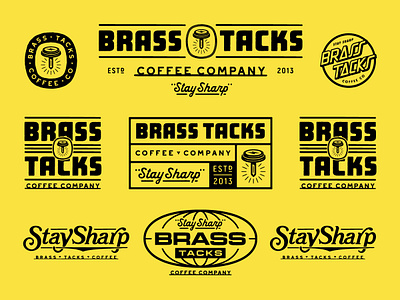 Brass Tacks Coffee Company branding coffee design graphic design identity illustration logo type typography vector