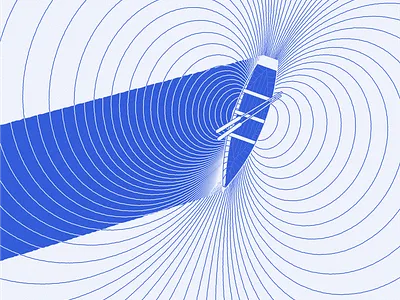 A Boat on the Göygöl art blue boat engrave illustration lake line lineart sketch water white