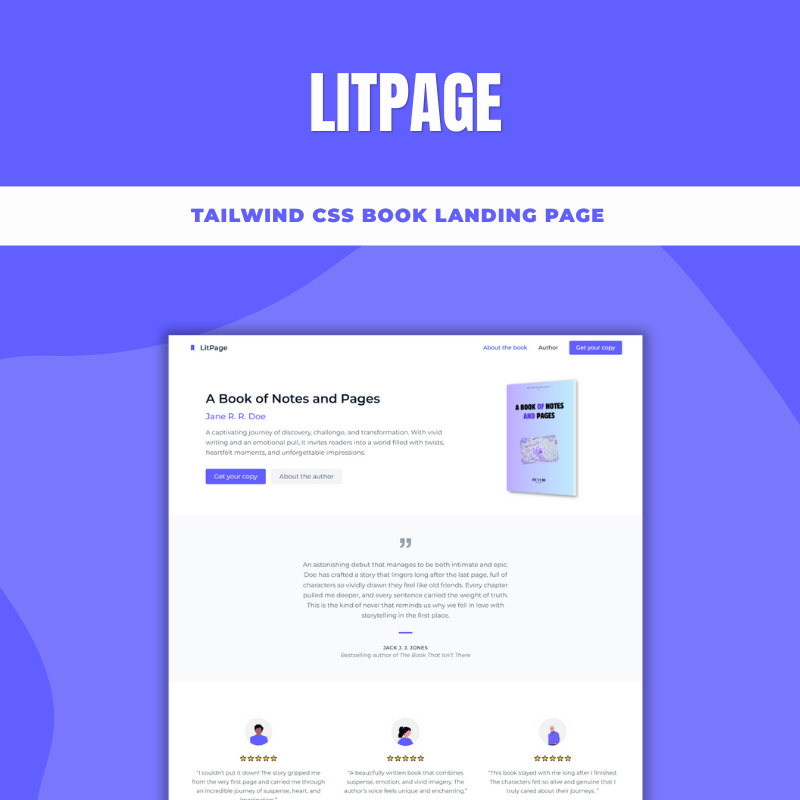 LitPage — Book Landing Page (Tailwind CSS) book marketing css css3 design graphic design html html5 htmlcss landing page landingpage responsive web design responsive website tailwind tailwind css tailwindcss web design web development website