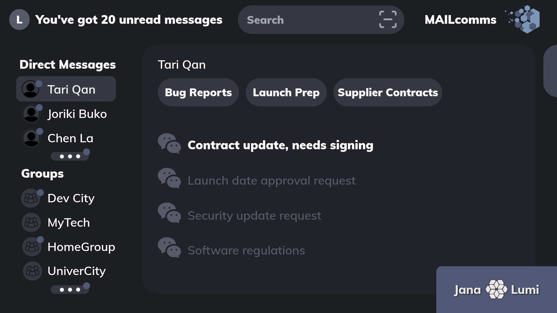 MAILcomms app email graphic design human centered ui ux