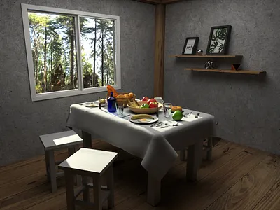 3D Breakfast Table— 3D Max 3d 3d art 3d fruits 3d interior 3d max 3dart 3dmax 3dmodel