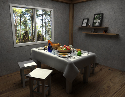 3D Breakfast Table— 3D Max 3d 3d art 3d fruits 3d interior 3d max 3dart 3dmax 3dmodel