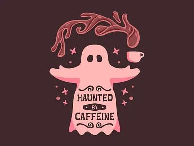 Ghost Coffee Design coffee cozy cute dark fantasy ghost halloween haunted illustration shirt design sparkles spooky