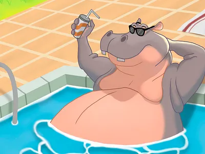 Milkshake in the pool illustration