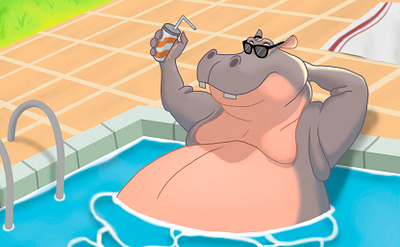 Milkshake in the pool illustration