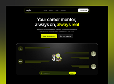 AI Career Mentorship Website Design ai assistance ai assistant ai career support ai chat ai landing page ai mentor ai powered ai powered landing career dark design hero ios landing page mentor support ui design uiux web design web designerr