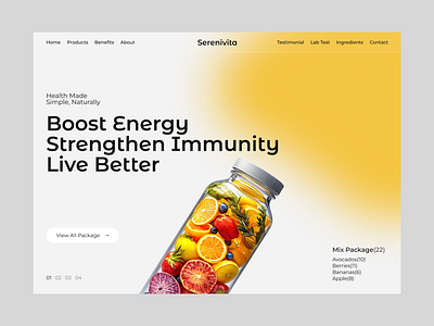 Serenivita Fruits Website application branding creative design dark design food landing page food website hero design landing page design minimal design minimal landing page minimal website modern design modern website uidesign uiux web application website website template
