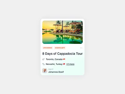 Travel event UI card design app design interface product service startup ui ui card ux web