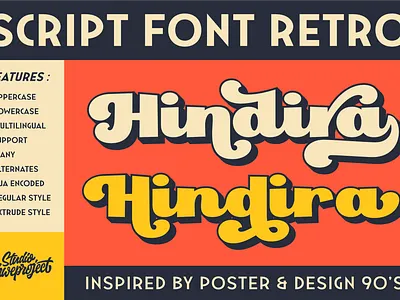 Hindira - Script Retro Font bold script font download