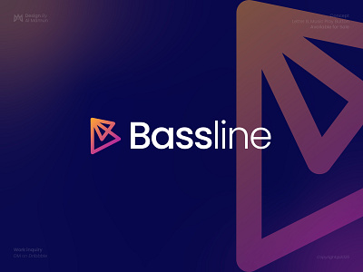 Bassline - Letter B, Play, Music App Logo artist branding gradient identity letter b logo letter mark logo logo design logo designer logo icon logo mark minimal minimalist modern logo music logo play button logo song symbol unique