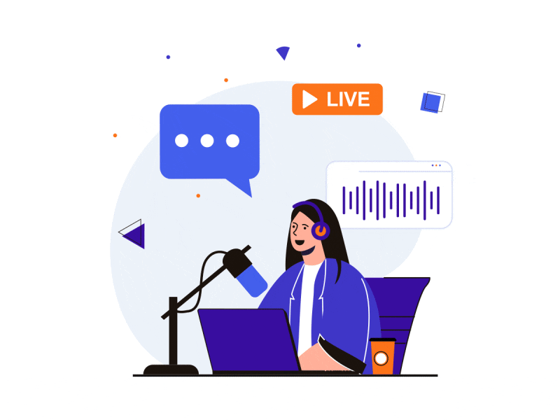 Podcast Streaming Animation animation audio streaming broadcast broadcasting content creator digital broadcast live live podcast live session live streaming online online podcasting online streaming podcast podcast show podcast streaming podcast studio podcasting recording streaming