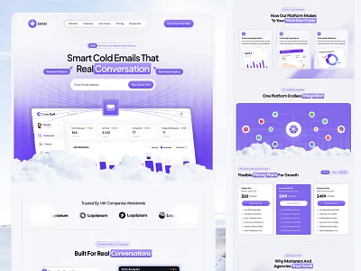 Cold Email Software- SAAS Landing Page cold email crm email email campaign email management email marketing email marketing agency email outreach email software homepage landing page marketing automation saas saas landing page saas website software uiux web design website