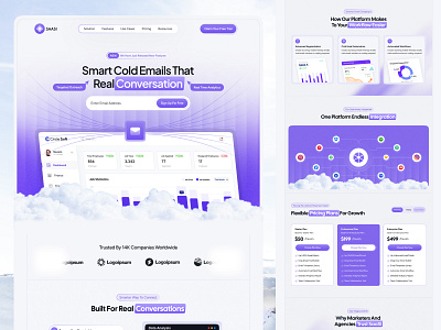 Cold Email Software- SAAS Landing Page cold email crm email email campaign email management email marketing email marketing agency email outreach email software homepage landing page marketing automation saas saas landing page saas website software uiux web design website