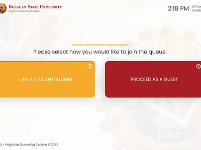 Bulacan State University Queueing System – Kiosk Experience design graphic design kiosk process processflow queue queueing ui uiux ux uxdesign website