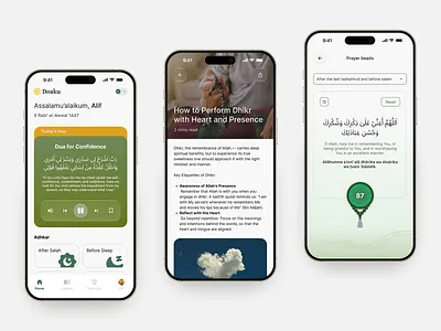 Doaku - Dhikr & Dua App dhikr app dua app glass islam mobile app muslim muslim app prayer prayer beads ui design uiux ux design