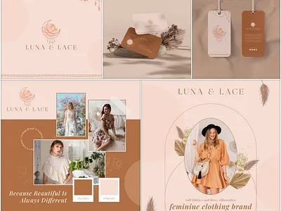 Luna & Lace – Feminine Lineart Clothing Brand Identity apparel packaging boutique visuals brandidentity branding clothing clothing brand fashion branding feminine design femininelogo handdrawnlogo logo logo identity logodesign