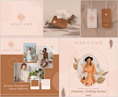 Luna & Lace – Feminine Lineart Clothing Brand Identity apparel packaging boutique visuals brandidentity branding clothing clothing brand fashion branding feminine design femininelogo handdrawnlogo logo logo identity logodesign
