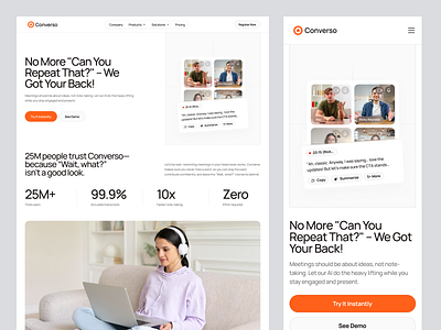 Converso - Technology Website Template ai animation clean ui voiceover