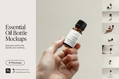Essential Oil Bottle Mockup Bundle amber bottle mockup beauty mockup bottle mockup cosmetics mockup dropper bottle mockup essential oil bottle essential oil mockup foil stamping label mockup minimalist oil mockup serum bottle