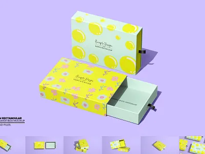 Slim Rectangular Drawer Box Mockup 3d box branding drawer box gift box graphic design minimalism mockup packaging
