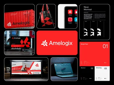 Amelogix - Logistics logo & Brand Identity aaa logo amelogix branding creative finance financial illustration letter a logo lettering logistics logo logo design minimal road startup tech transport truck