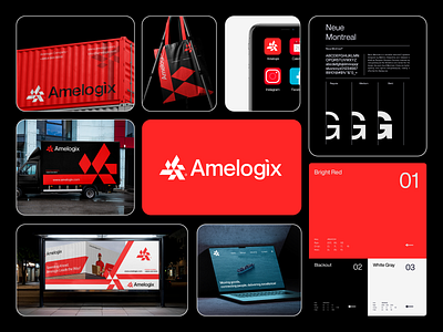 Amelogix - Logistics logo & Brand Identity aaa logo amelogix branding creative finance financial illustration letter a logo lettering logistics logo logo design minimal road startup tech transport truck