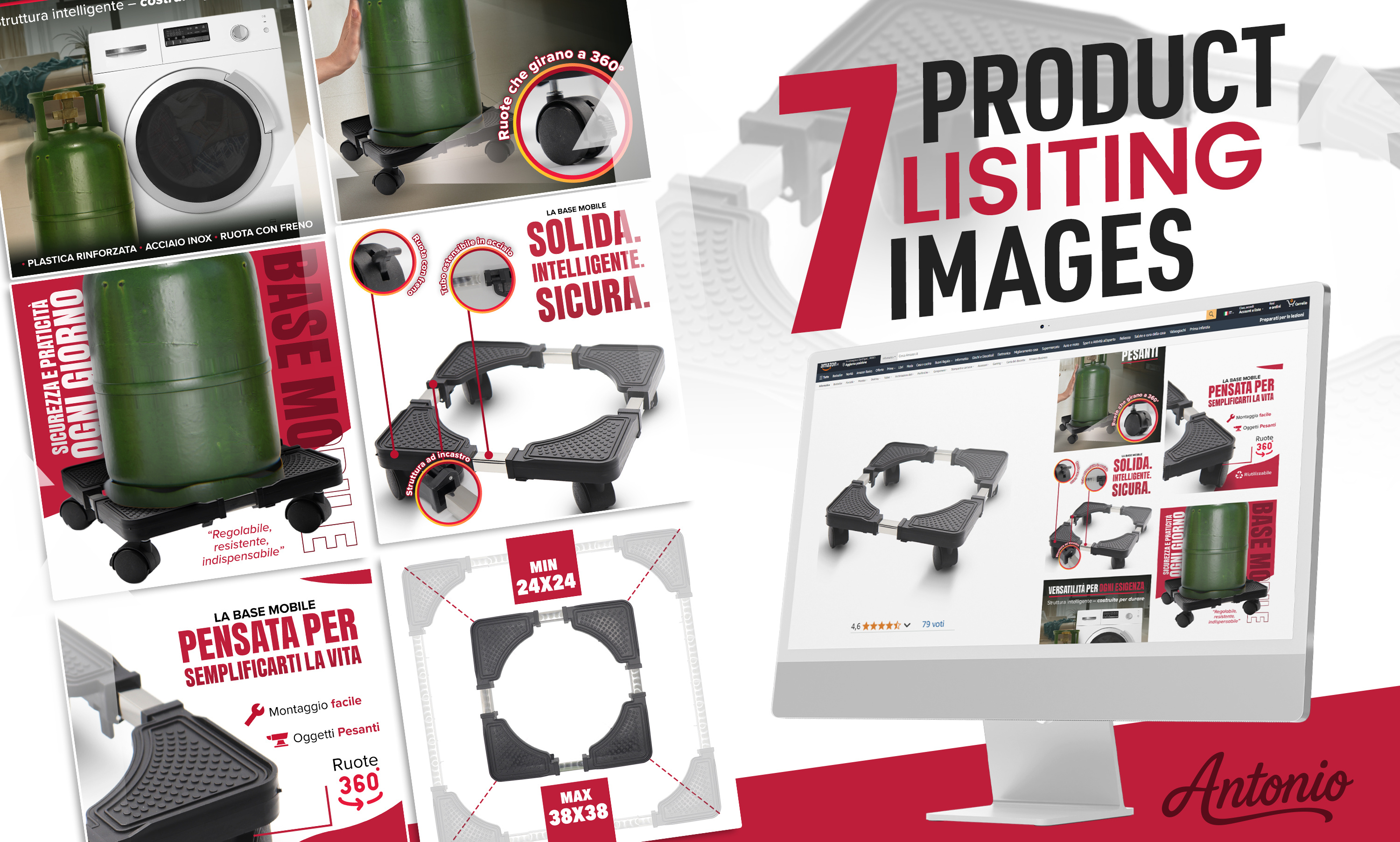 Amazon Listing Images — Mobile Base Stand graphic design