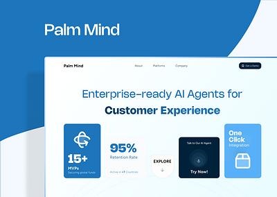 AI Company Website Design ai blue branding clean company design dribbbleart dribbbleinspiration font graphic design minimal modern product sky tech typography ui ux web website