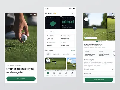 Puttly Golf App – Smarter Insights for the Modern Golfer android design event event page golf app homepage ios ios app mobile app mobile design modern design onboarding sport application sports sports design ui uidesign uiux ux uxdesign