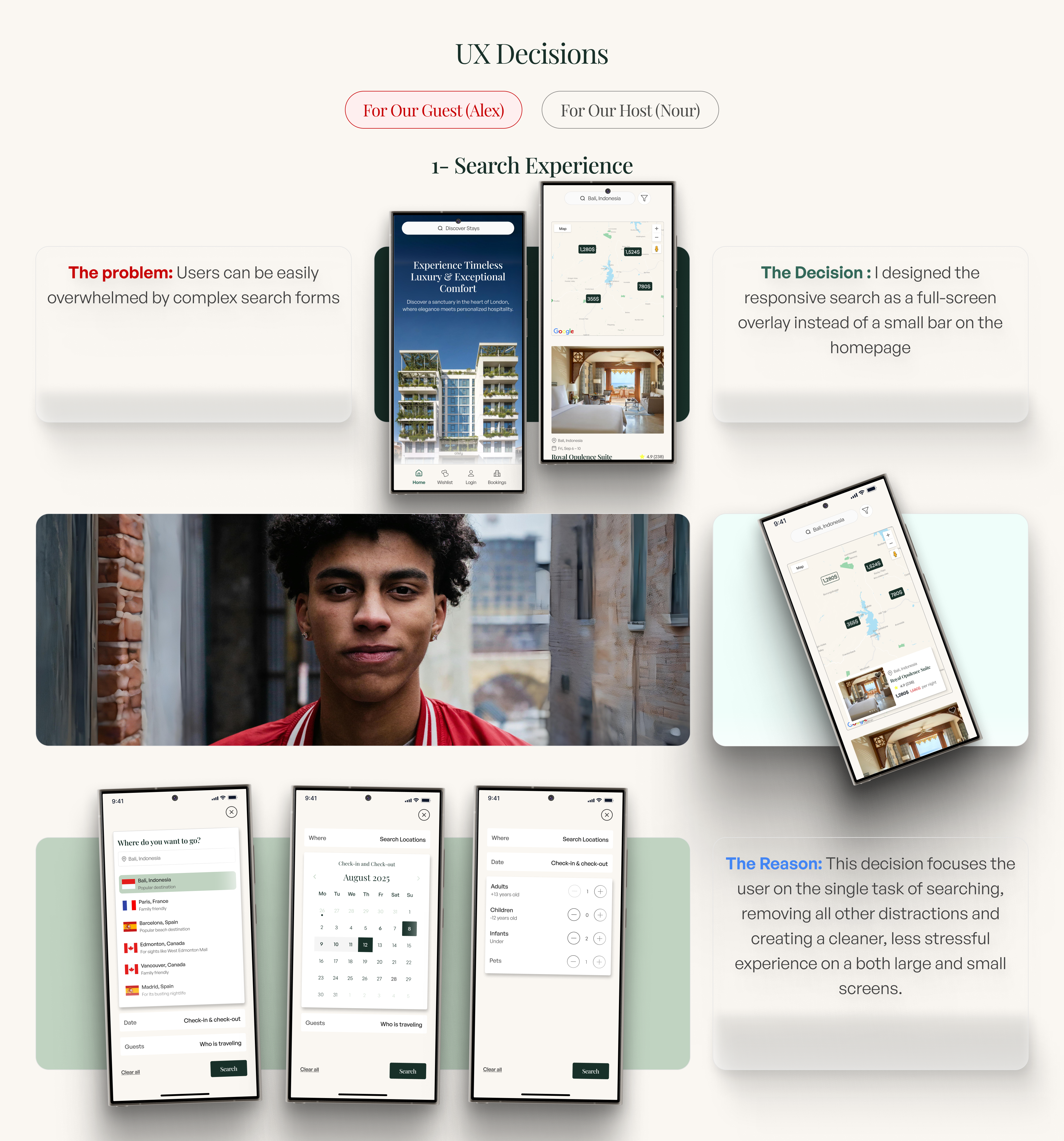 UX Decisions : For The Traveler branding brown case study design figma freelance graphic design guest hospitality hotel mockup product design tilting ui ux ux decisions
