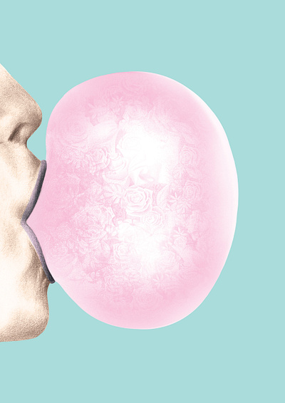 Flower Gum (2016) bubblegum drawing illustration mixed media pencil