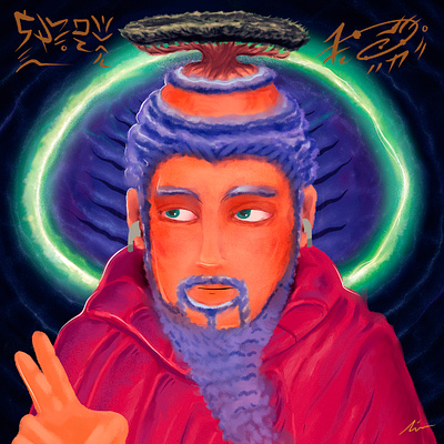 "Bonzai head" art branding cartoon character color pencil cover design digitalpainting draw dream fun illustration monk music portrait water ink