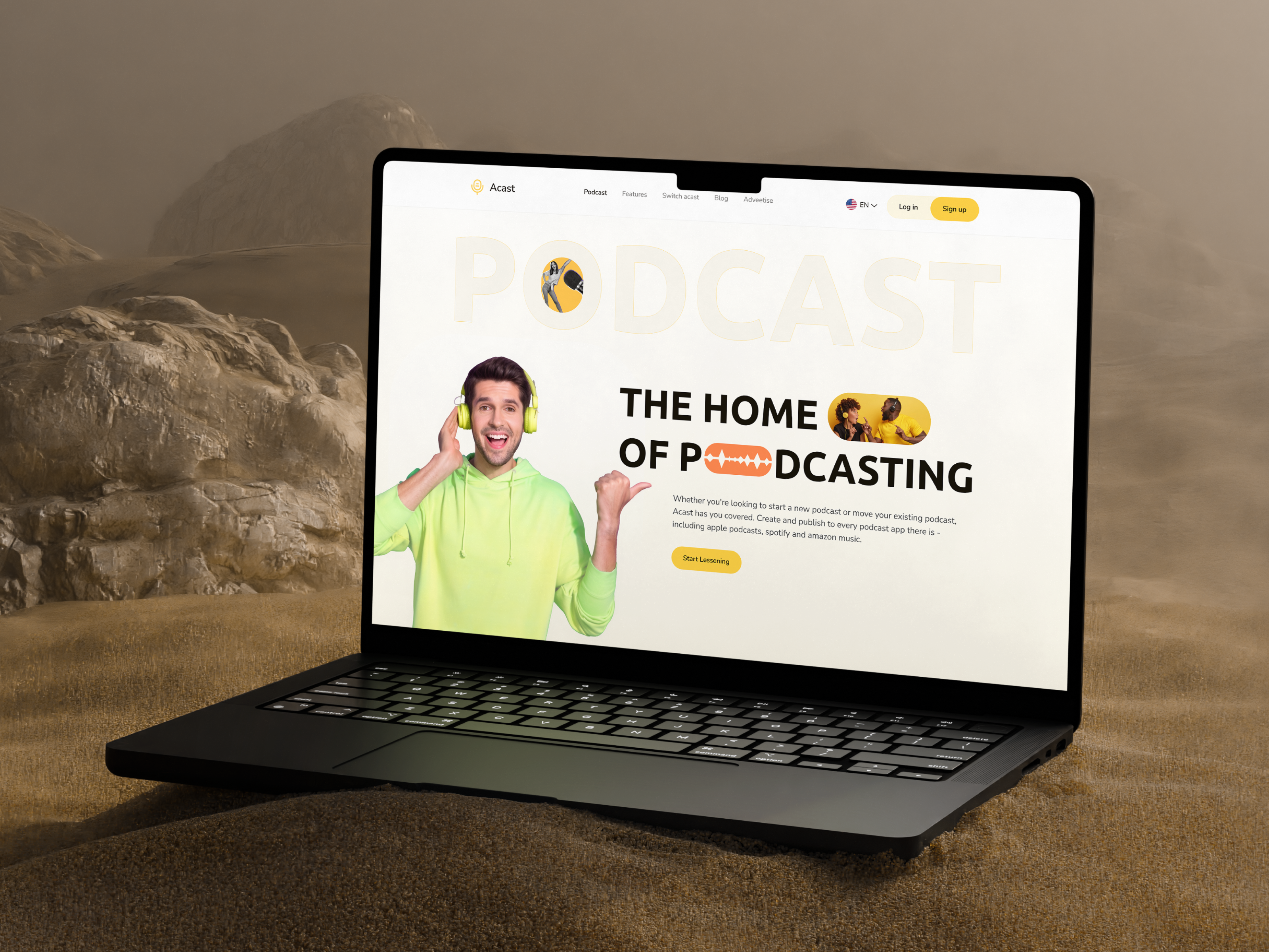 Podcast Landing Page - UI/UX Design audio design designer landing page live live streaming music playlist podcast podcast landing page podcast platform podcast website podcasting radio saas shasanko creations startup uiux design web design website