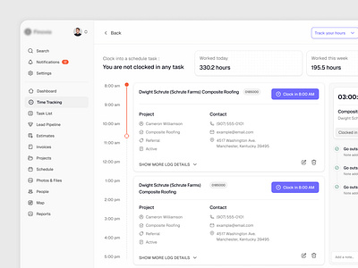Construction Management Dashboard construction dashboard product time tracking ui ux