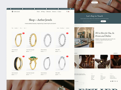 Collections Page - Aether Jewels E-Commerce Jewelry collections design shop design ui e commerce ecommerce figma design landing page page collections shopify shpping template design template ui