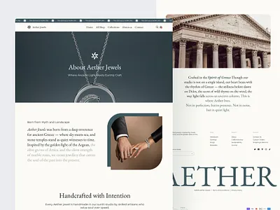 About Page - Aether Jewels E-Commerce Jewelry about page design ui ecommerce figma graphic design shopify shopify template template design ui
