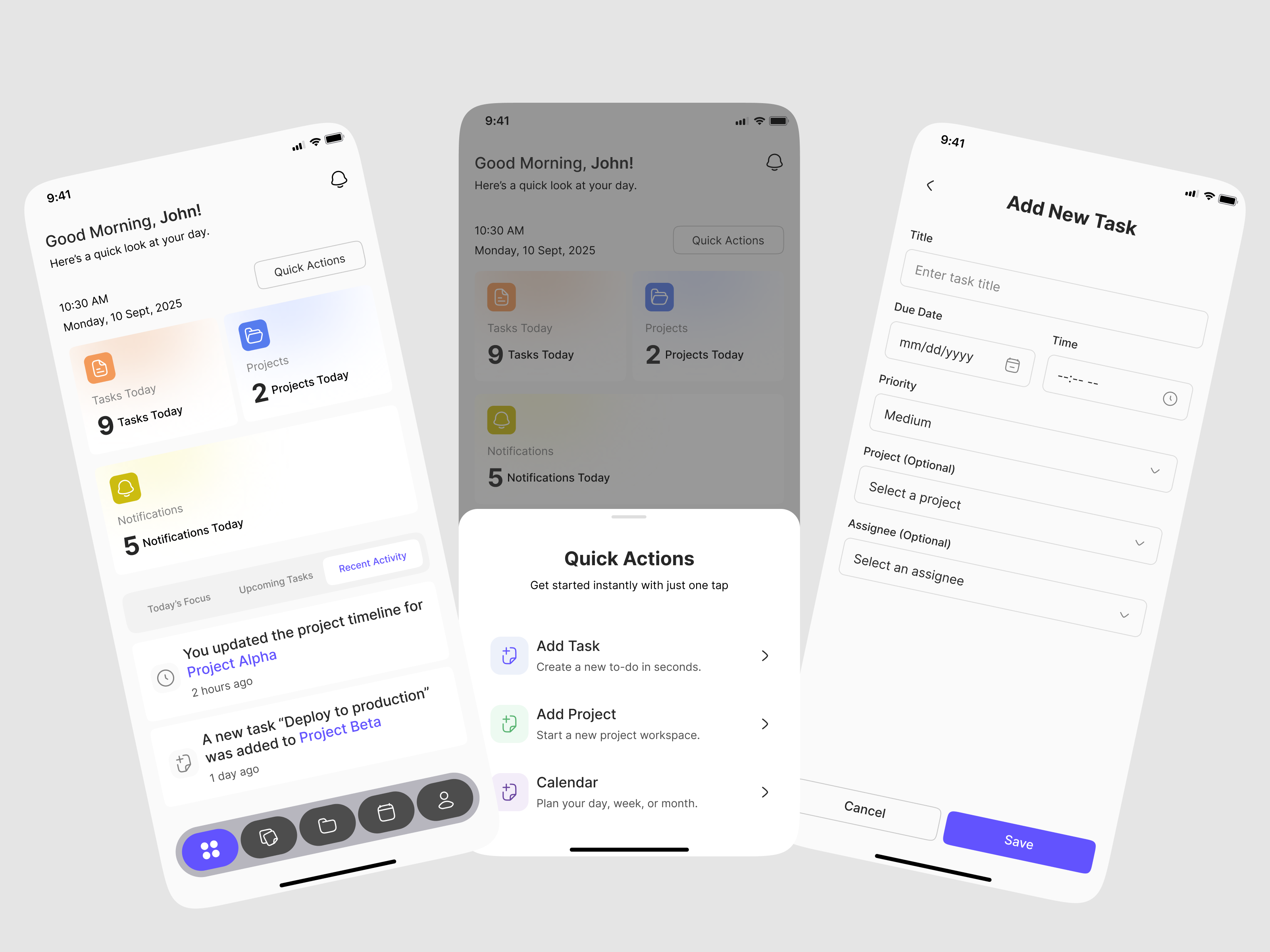 TaskFlow – Professional Task & Project Management App UI Design interface mobile product service startup ui ux