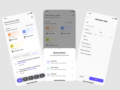 TaskFlow – Professional Task & Project Management App UI Design interface mobile product service startup ui ux