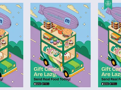 Food Delivery Illustration advertising banner branding bus cartoon design flat hippie illustration marketing campaign pattern poster retro vector illustration