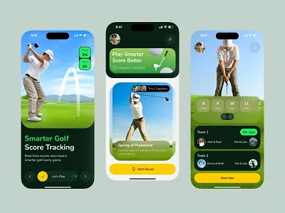 Golf Mobile App UI Design app app design golf golf app golf mobile app golf range golf round golf score golf score app mobile mobile app sports app tennis app tennis score
